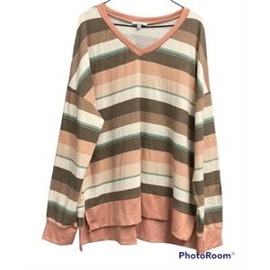 White Birch Super Soft V-Neck Long Sleeve Top, Sz 3X